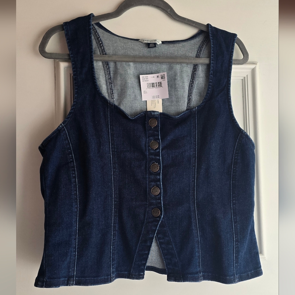 NWT American Eagle Outfitters Navy Button-Up  Top/Vest